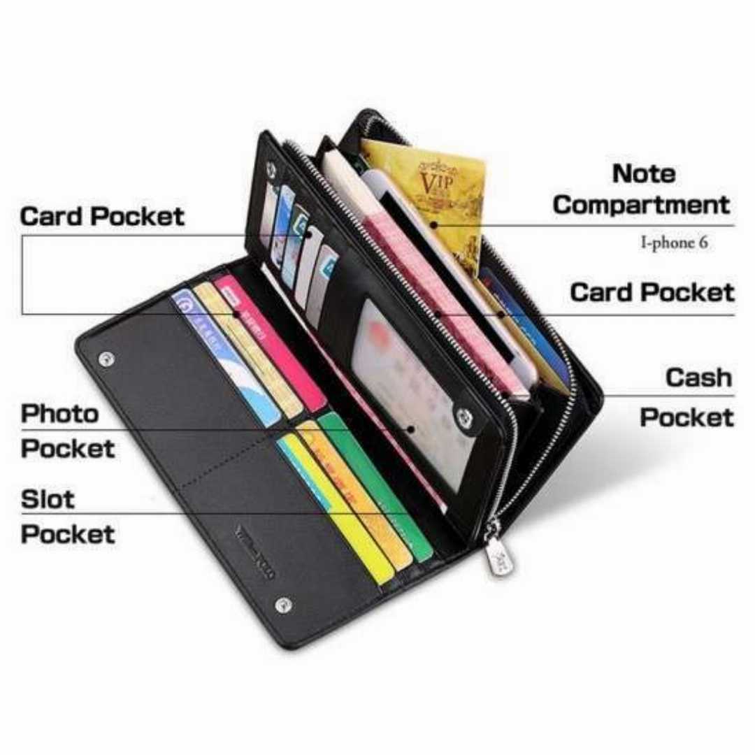 WP1020-Black,-WILLIAMPOLO,Genuine,Leather,Long,Clutch,Zipper,Business,Wallet,for,Men