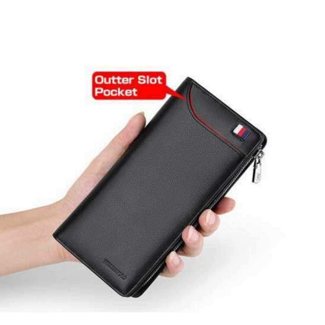 WP1020-Black,-WILLIAMPOLO,Genuine,Leather,Long,Clutch,Zipper,Business,Wallet,for,Men
