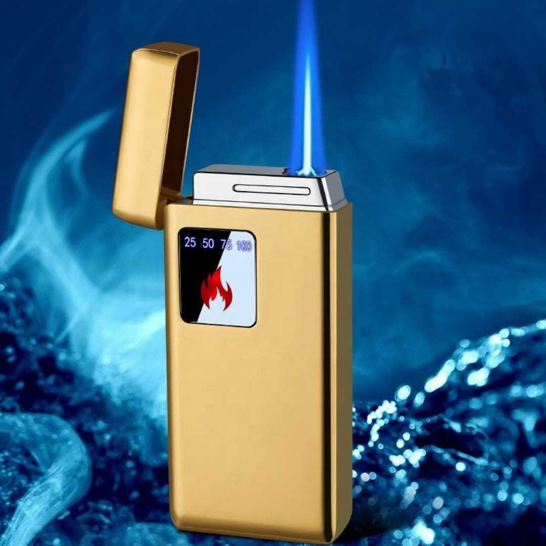 USB,Rechargeable,and,Butane,Gas,Refillable,Lighter,With,LED,Display,Power